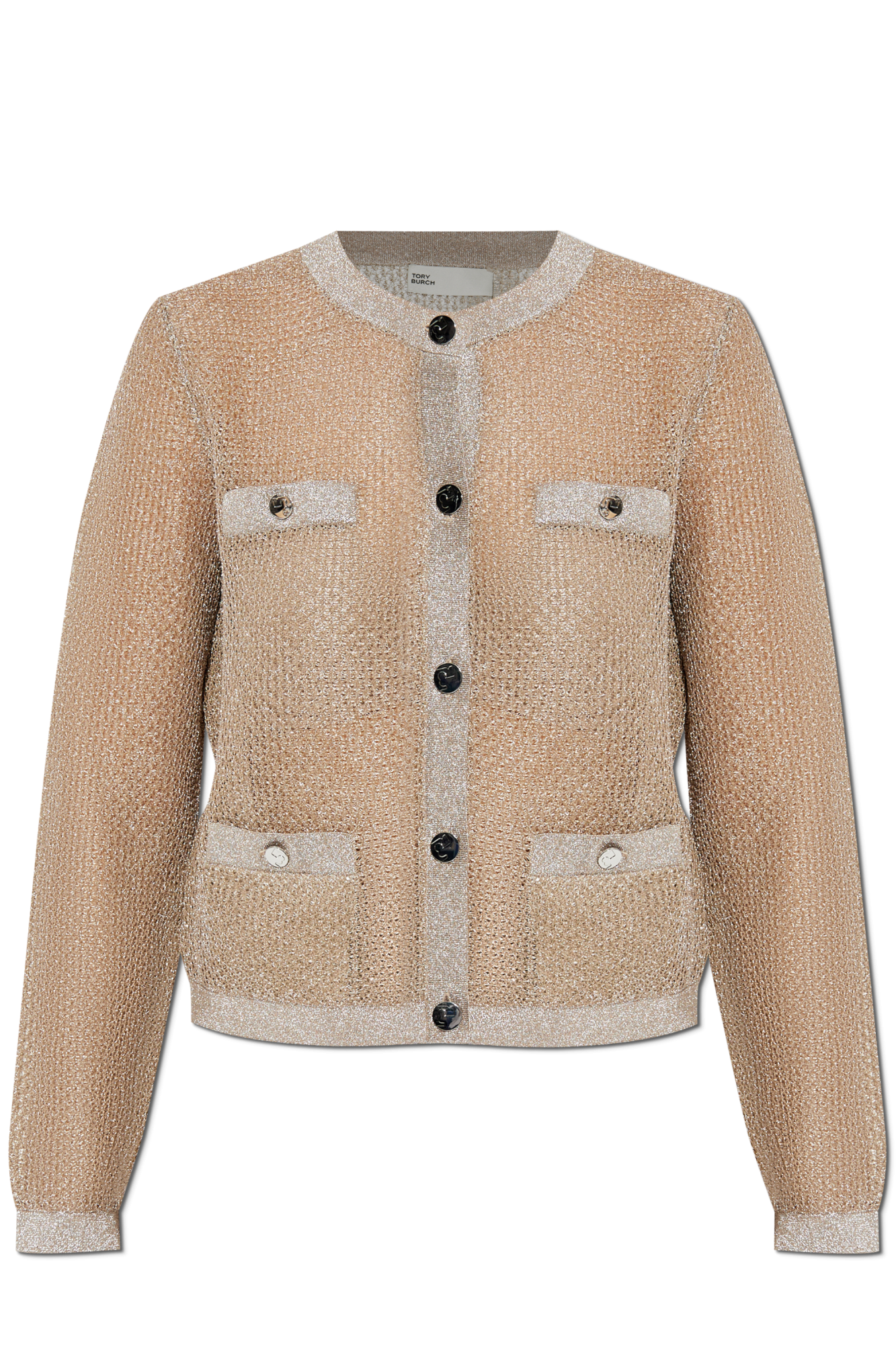 Tory Burch Printed Jacquard Floral Cardigan Sweater